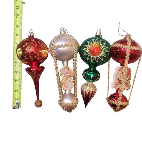 4 Vintage Trim A Home European Style Mouth Blown Glass Christmas Ornament 7-8”. - Picture 6 of 7